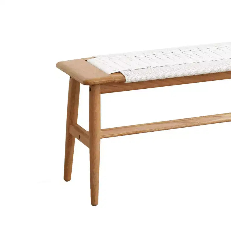Banc en bois à assise tressée pour entrée, chambre à coucher et zones de sièges légers