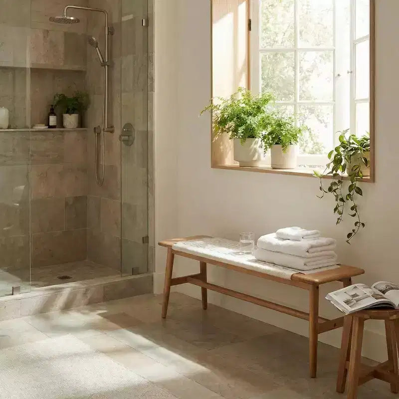 Banc en bois à assise tressée pour entrée, chambre à coucher et zones de sièges légers