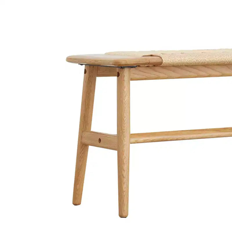 Banc en bois à assise tressée pour entrée, chambre à coucher et zones de sièges légers