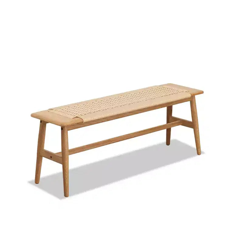 Homy Casa Woven Seat Wood Bench for Entryway, Bedroom & Light Seating Areas