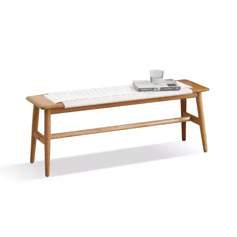 Banc en bois à assise tressée pour entrée, chambre à coucher et zones de sièges légers