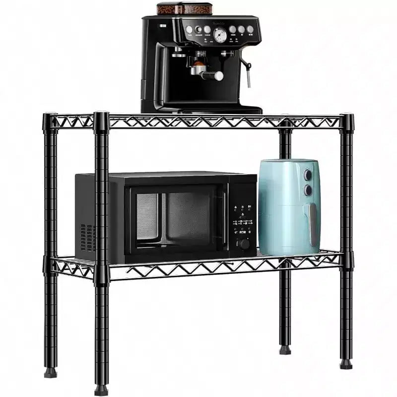 220 lbs 2 Tier Metal Wire Storage Rack Black Laundry Pantry Closet Basement Utility Shelf Organizer 11.8 D 27.6 W 23.4 H