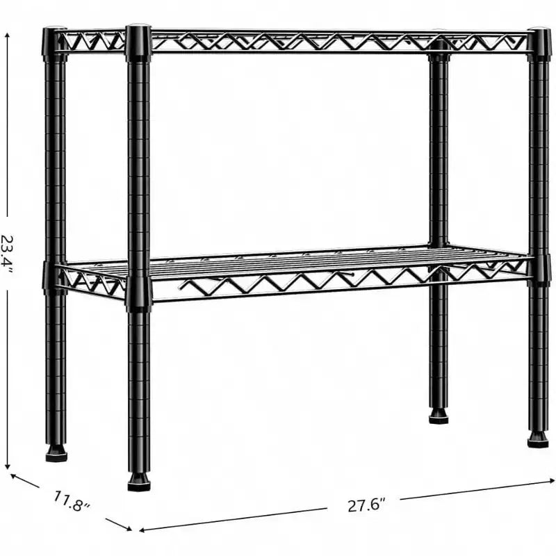 Étagère de rangement en fil métallique à 2 niveaux, 220 lb, noir, pour buanderie, garde-manger, placard, sous-sol, organisateur utilitaire 11,8 P 27,6 L 23,4 H