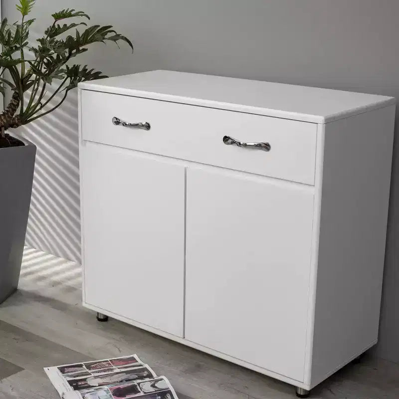 Table de chevet blanche à deux portes, table d'appoint de rangement robuste avec organisateur caché pour chambre ou bureau