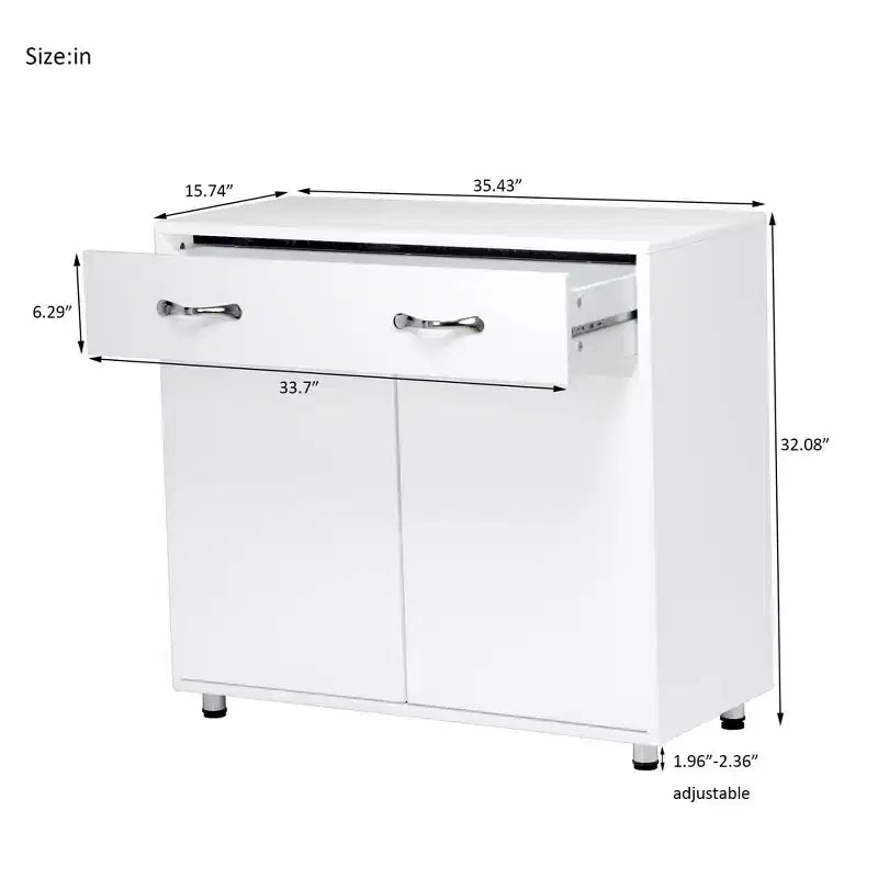 Table de chevet blanche à deux portes, table d'appoint de rangement robuste avec organisateur caché pour chambre ou bureau