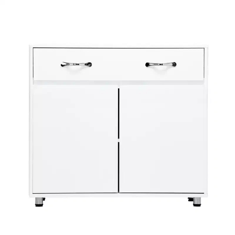 Table de chevet blanche à deux portes, table d'appoint de rangement robuste avec organisateur caché pour chambre ou bureau