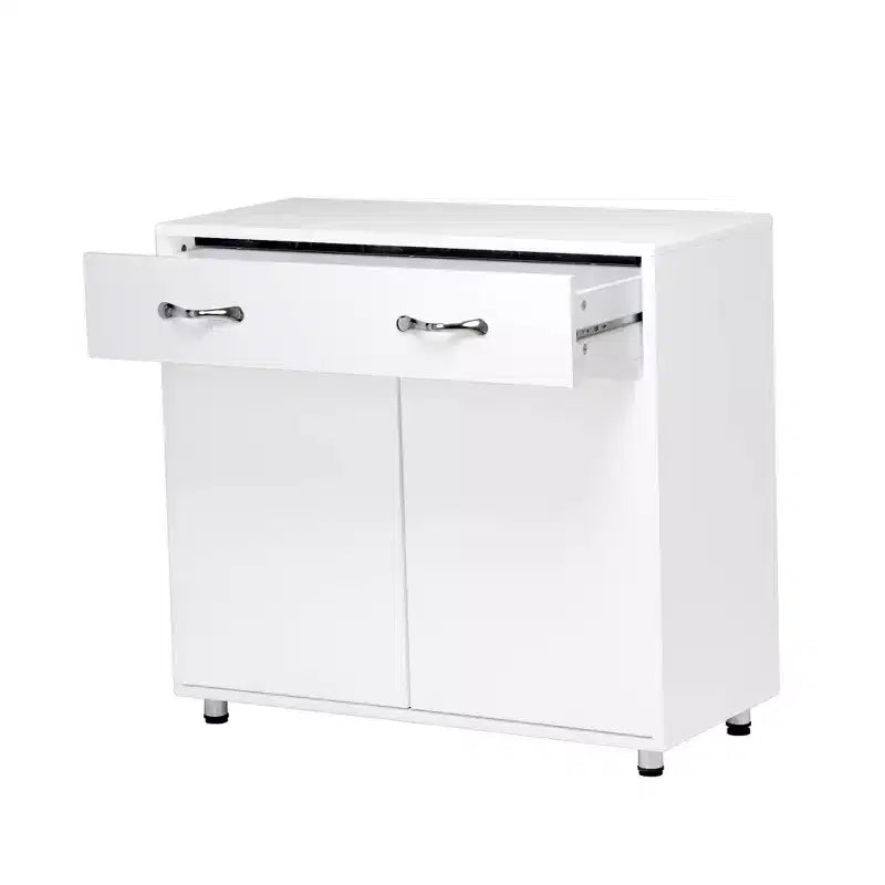 Table de chevet blanche à deux portes, table d'appoint de rangement robuste avec organisateur caché pour chambre ou bureau