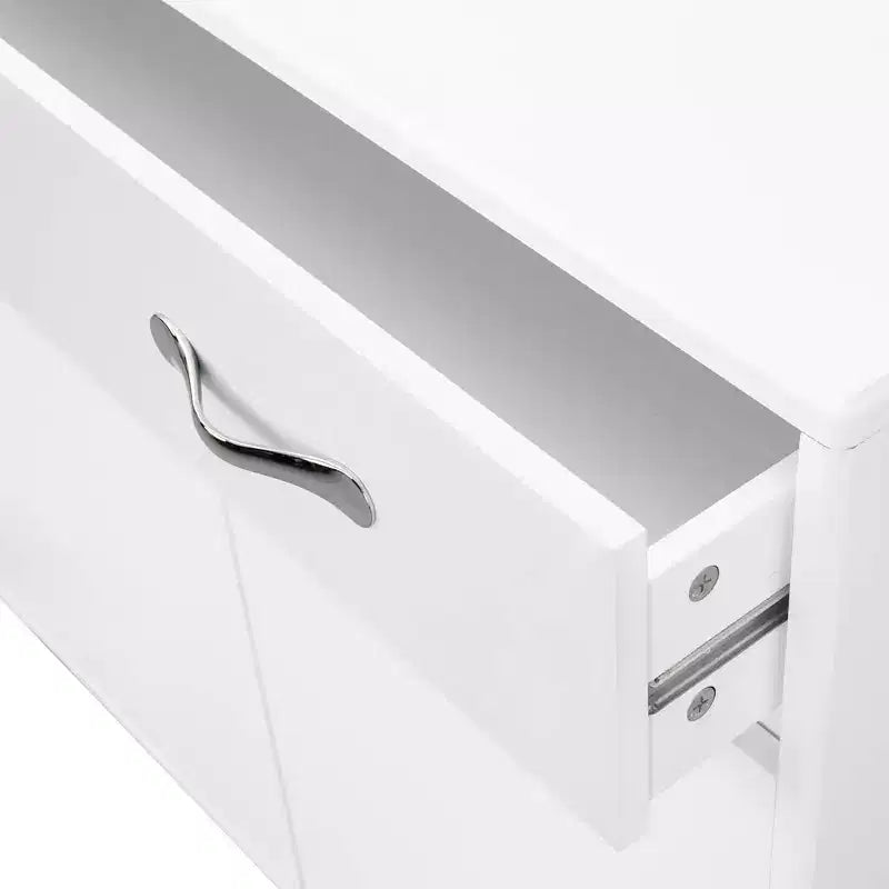 Table de chevet blanche à deux portes, table d'appoint de rangement robuste avec organisateur caché pour chambre ou bureau