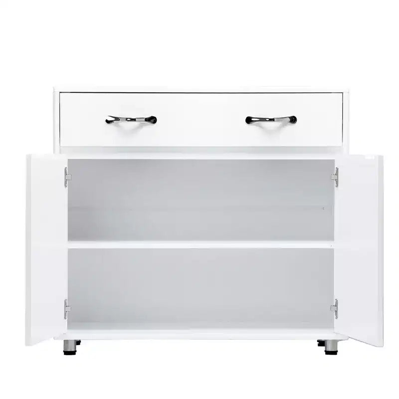 Table de chevet blanche à deux portes, table d'appoint de rangement robuste avec organisateur caché pour chambre ou bureau