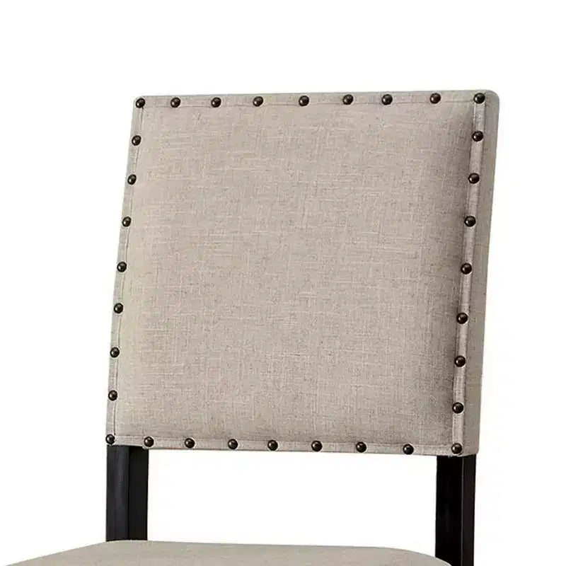 Tabouret de bar style ferme, revêtement en lin ivoire, couleur crème
