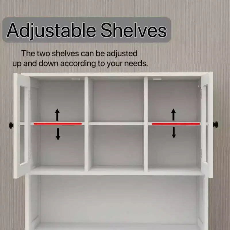 Meuble de cuisine poubelle blanc de 172 cm avec 3 étagères réglables et 2 tiroirs