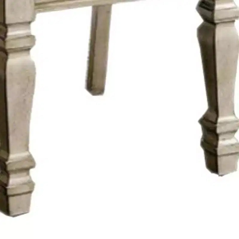 Chaise d'appoint en bois tapissée avec garniture, beige