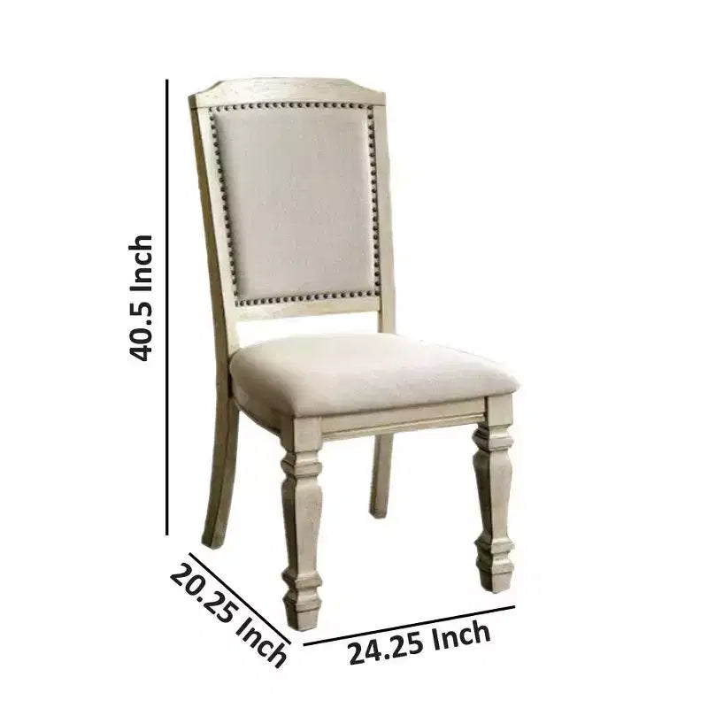 Chaise d'appoint en bois tapissée avec garniture, beige