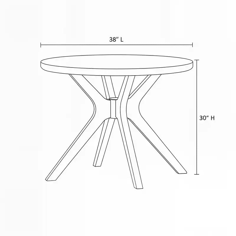 Table à manger ronde avec pieds croisés (38 po x 38 po / 966 mm x 966 mm)