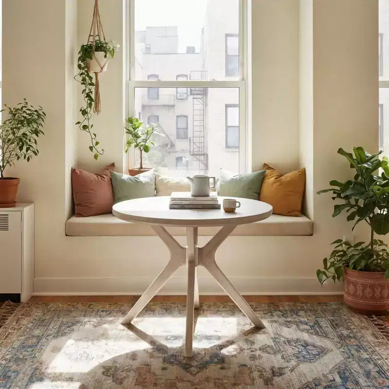 Table à manger ronde avec pieds croisés (38 po x 38 po / 966 mm x 966 mm)