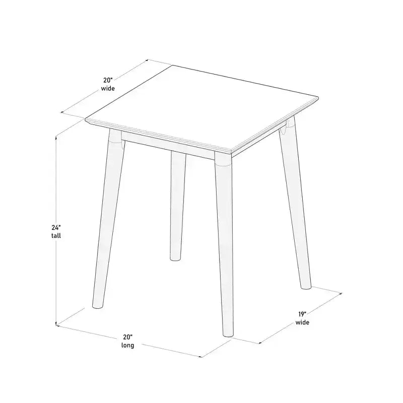 Table d'appoint carrée de style moderniste (20" x 20" / 510 mm x 510 mm)