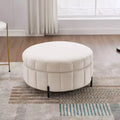 TUYOHW 31.5 Round Storage Ottoman,Velvet Footstool with Reversible Lid,Ottoman for Living Room,Bedroom,Entryway