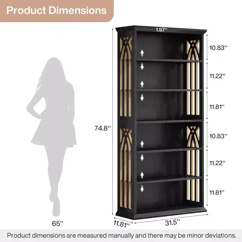 Étagère à 6 niveaux, bibliothèque de 190 cm de haut, grand rayonnage de présentation sur pied
