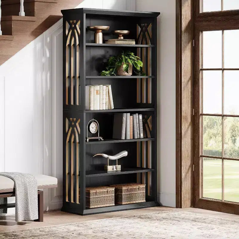 Étagère à 6 niveaux, bibliothèque de 190 cm de haut, grand rayonnage de présentation sur pied