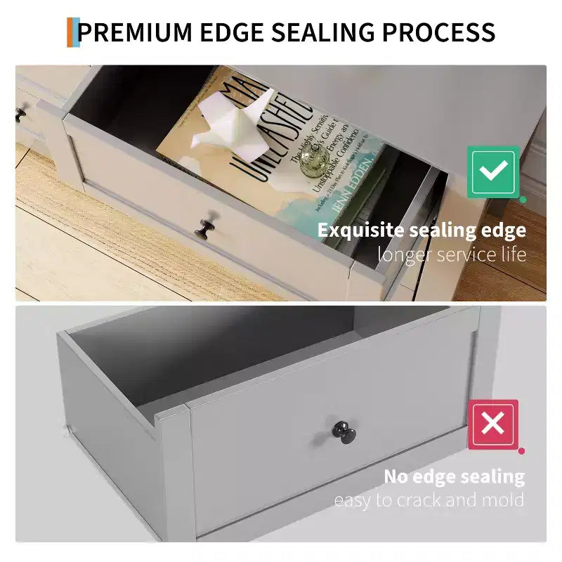 Commode de chambre moderne à 6 tiroirs – design sans poignée de 137 cm ; convient également comme meuble TV pour le salon ou l'entrée