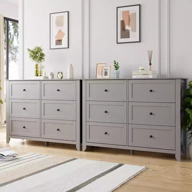 Commode de chambre moderne à 6 tiroirs – design sans poignée de 137 cm ; convient également comme meuble TV pour le salon ou l'entrée