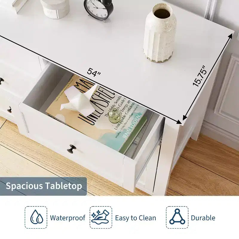 Commode de chambre moderne à 6 tiroirs – design sans poignée de 137 cm ; convient également comme meuble TV pour le salon ou l'entrée