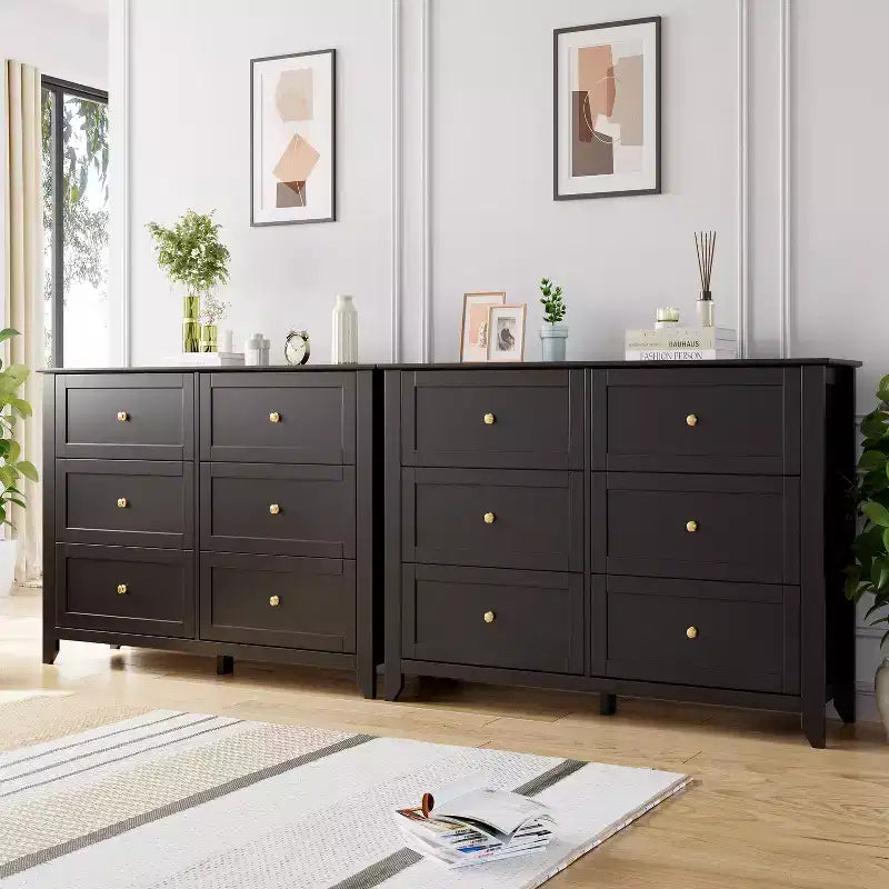 Commode de chambre moderne à 6 tiroirs – design sans poignée de 137 cm ; convient également comme meuble TV pour le salon ou l'entrée