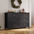 Modern 6 Drawer Dresser for Bedroom, 54 Wide Wooden Dressers with Large Storage,Handleless Chest of Drawers TV Stand for Living Room & Hallway