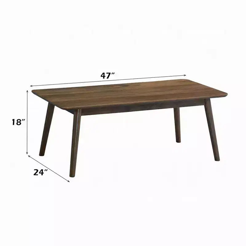 Table basse, plateau rectangulaire de 119 cm avec pieds inclinés, noyer marron
