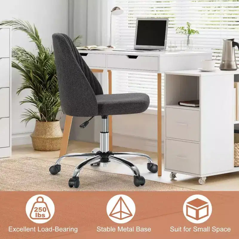 Chaise pivotante élégante en tissu (avec siège rembourré) ; supporte la rotation à 360 degrés et le réglage en hauteur
