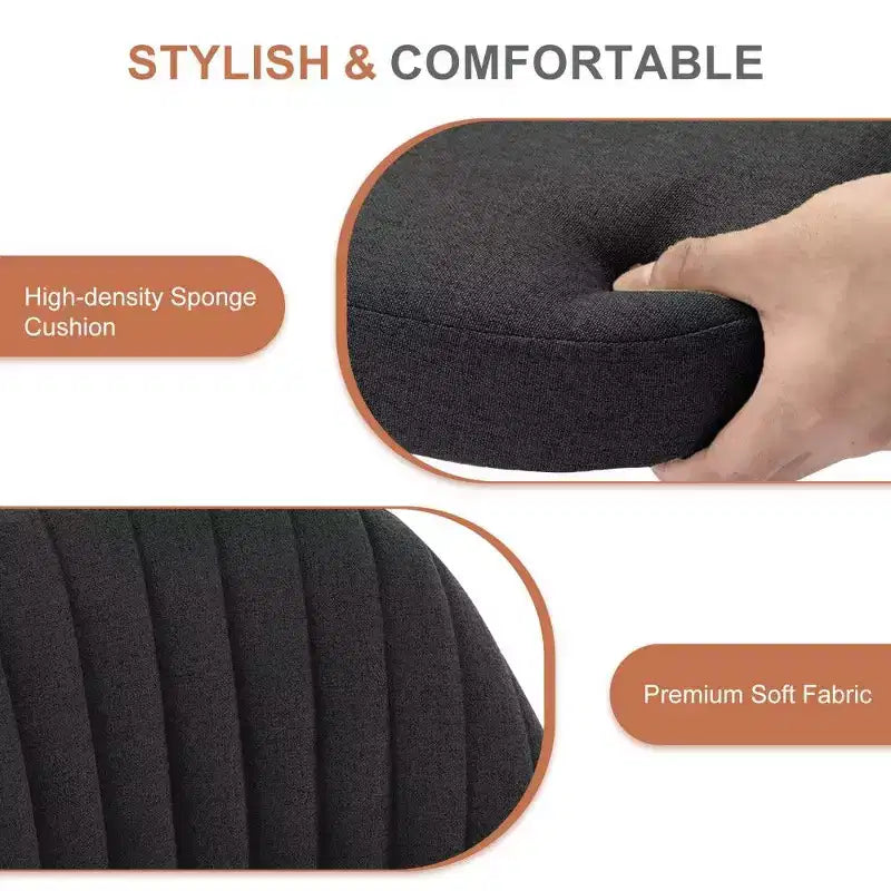 Chaise pivotante élégante en tissu (avec siège rembourré) ; supporte la rotation à 360 degrés et le réglage en hauteur