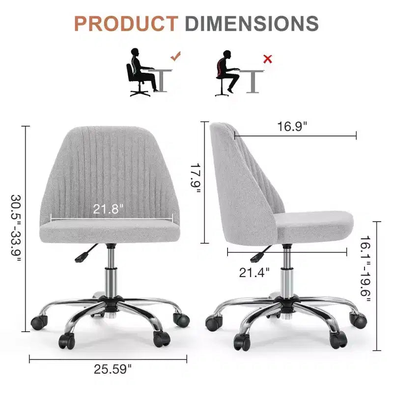 Chaise pivotante élégante en tissu (avec siège rembourré) ; supporte la rotation à 360 degrés et le réglage en hauteur