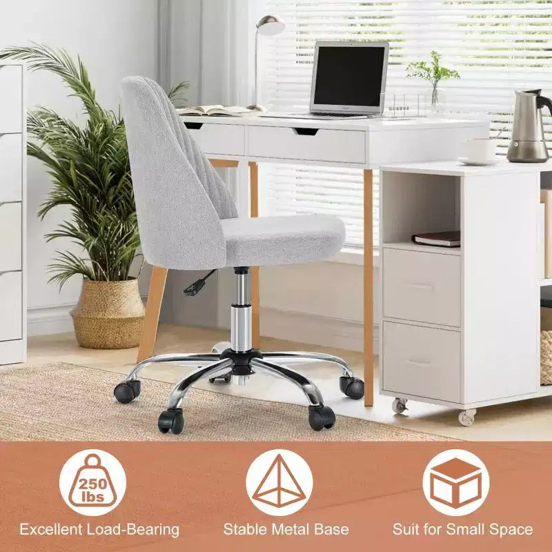 Chaise pivotante élégante en tissu (avec siège rembourré) ; supporte la rotation à 360 degrés et le réglage en hauteur
