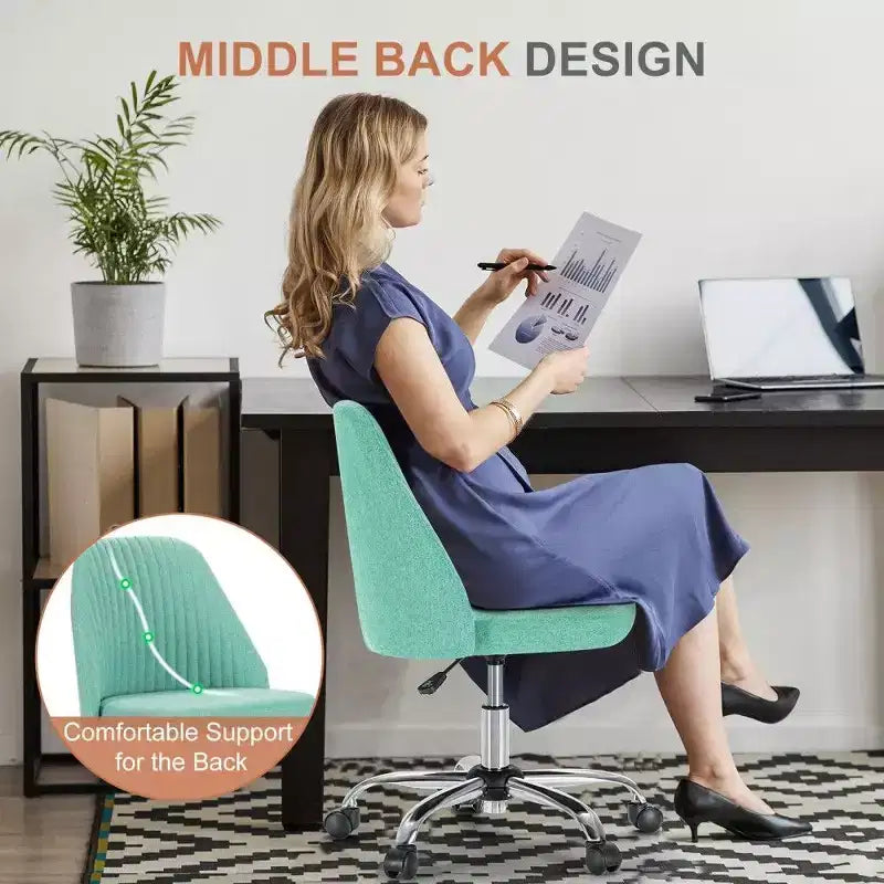 Chaise pivotante élégante en tissu (avec siège rembourré) ; supporte la rotation à 360 degrés et le réglage en hauteur