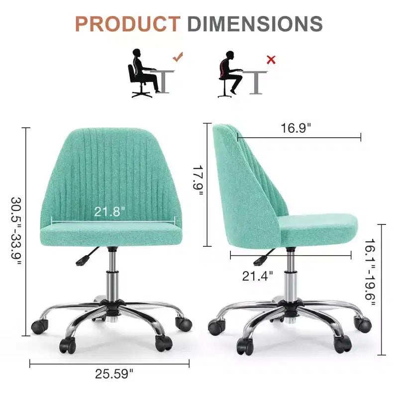 Chaise pivotante élégante en tissu (avec siège rembourré) ; supporte la rotation à 360 degrés et le réglage en hauteur