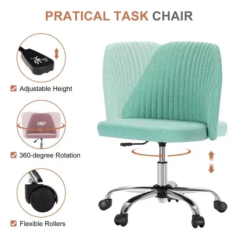 Chaise pivotante élégante en tissu (avec siège rembourré) ; supporte la rotation à 360 degrés et le réglage en hauteur