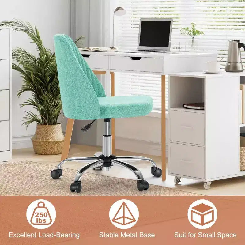 Chaise pivotante élégante en tissu (avec siège rembourré) ; supporte la rotation à 360 degrés et le réglage en hauteur
