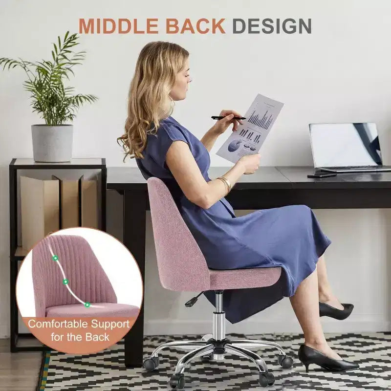 Chaise pivotante élégante en tissu (avec siège rembourré) ; supporte la rotation à 360 degrés et le réglage en hauteur