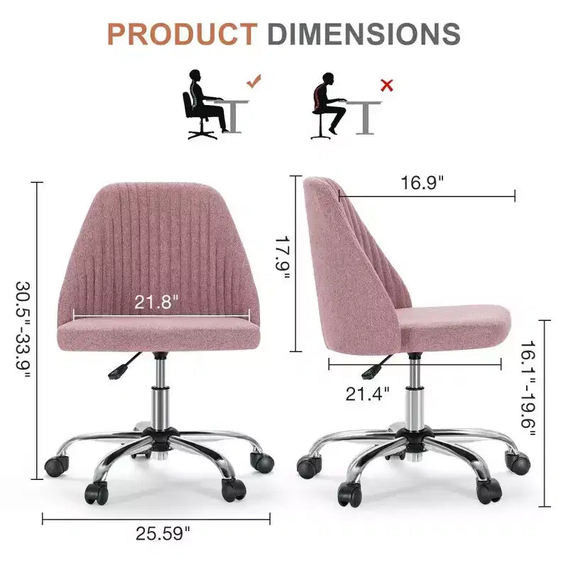 Chaise pivotante élégante en tissu (avec siège rembourré) ; supporte la rotation à 360 degrés et le réglage en hauteur