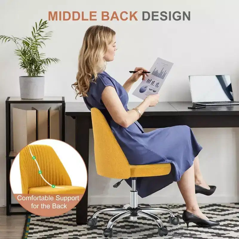 Chaise pivotante élégante en tissu (avec siège rembourré) ; supporte la rotation à 360 degrés et le réglage en hauteur