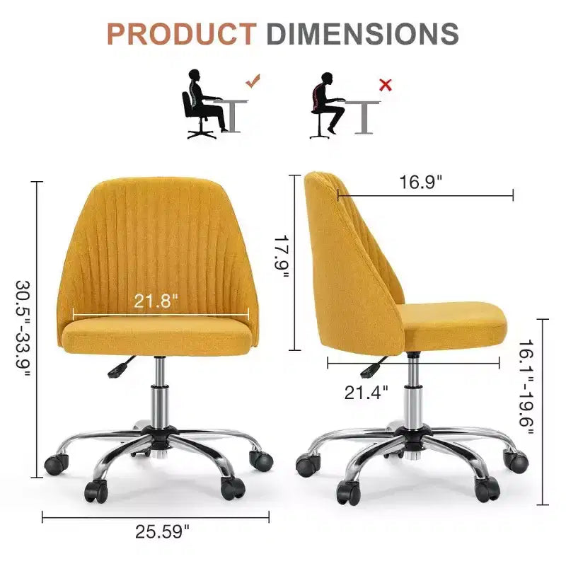 Chaise pivotante élégante en tissu (avec siège rembourré) ; supporte la rotation à 360 degrés et le réglage en hauteur
