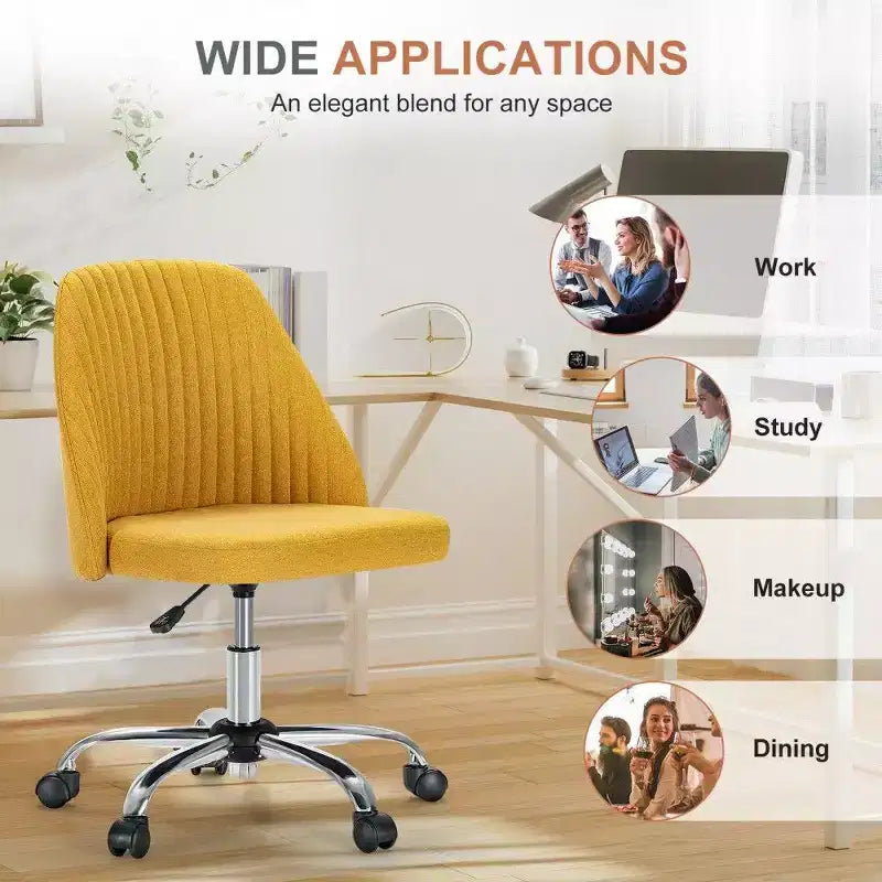 Chaise pivotante élégante en tissu (avec siège rembourré) ; supporte la rotation à 360 degrés et le réglage en hauteur