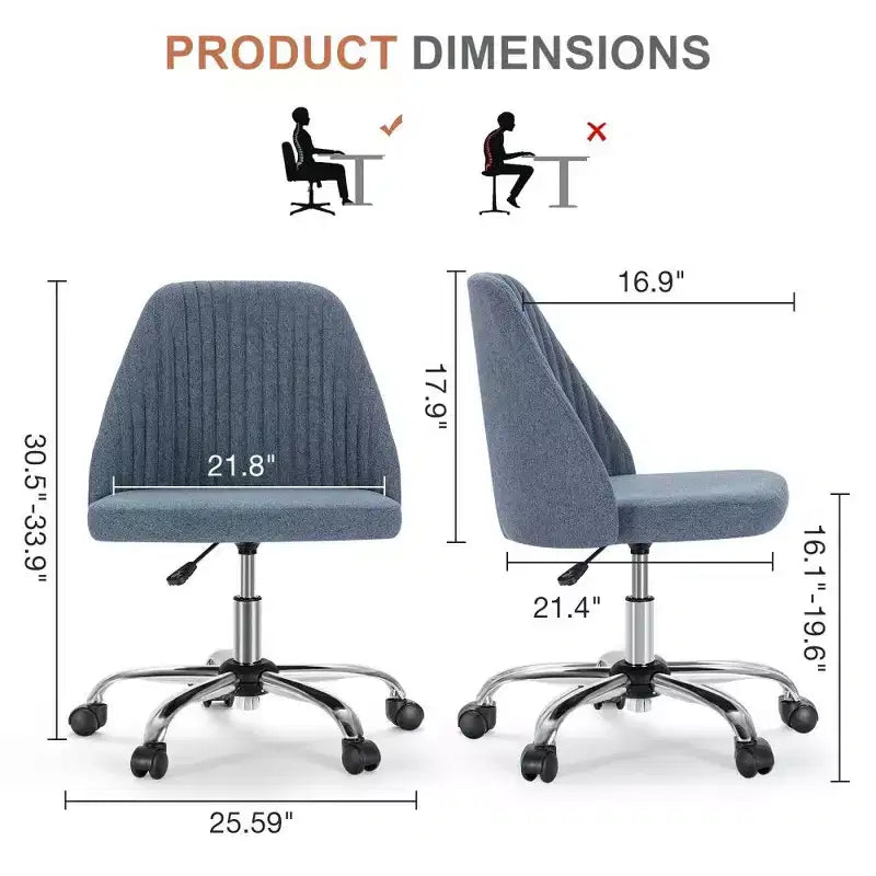 Chaise pivotante élégante en tissu (avec siège rembourré) ; supporte la rotation à 360 degrés et le réglage en hauteur