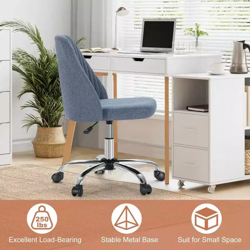 Chaise pivotante élégante en tissu (avec siège rembourré) ; supporte la rotation à 360 degrés et le réglage en hauteur