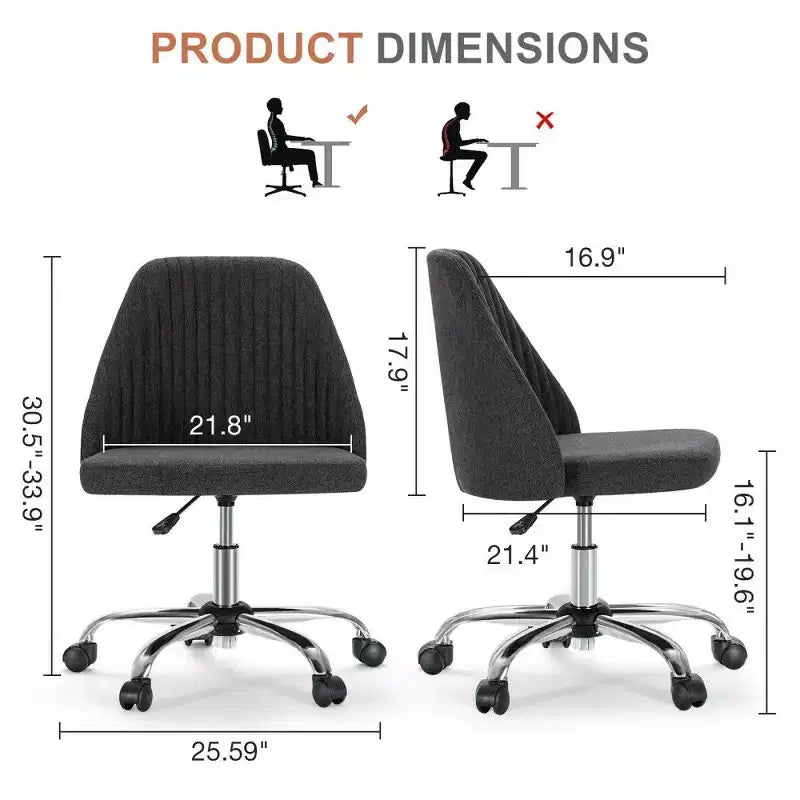 Chaise pivotante élégante en tissu (avec siège rembourré) ; supporte la rotation à 360 degrés et le réglage en hauteur