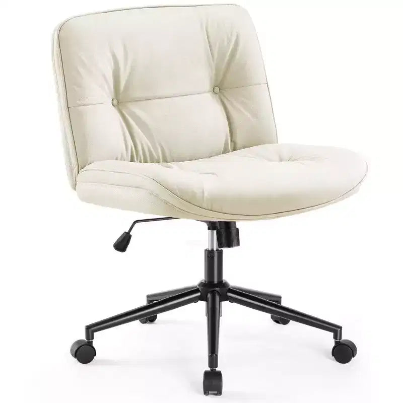 Fauteuil de bureau large, chaise pivotante sans accoudoirs en similicuir (permet de s'asseoir en tailleur)