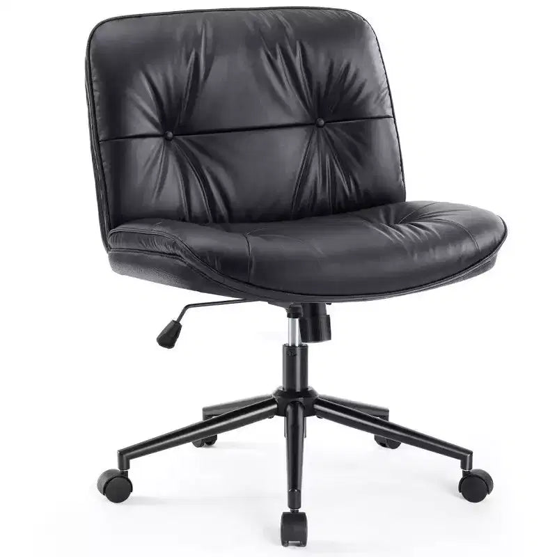 Fauteuil de bureau large, chaise pivotante sans accoudoirs en similicuir (permet de s'asseoir en tailleur)