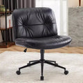 Fauteuil de bureau large, chaise pivotante sans accoudoirs en similicuir (permet de s'asseoir en tailleur)