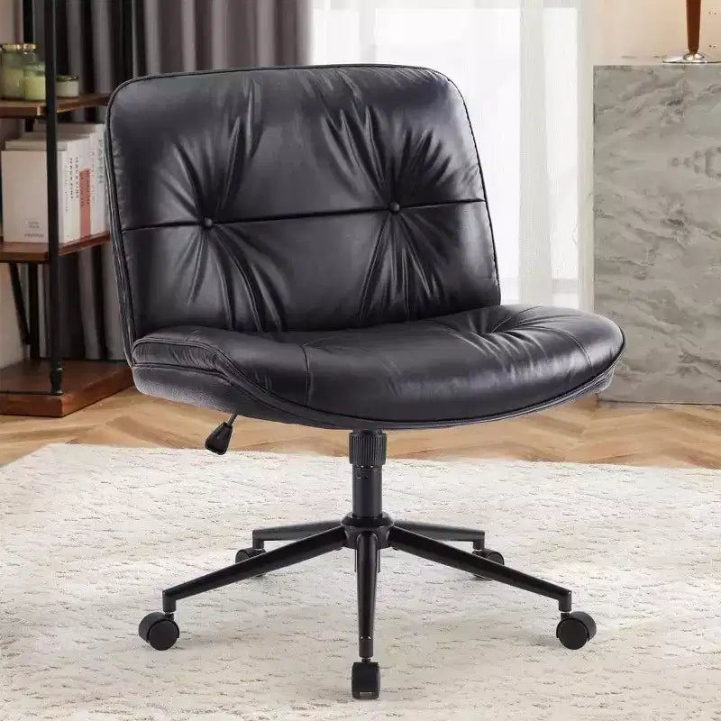 Fauteuil de bureau large, chaise pivotante sans accoudoirs en similicuir (permet de s'asseoir en tailleur)