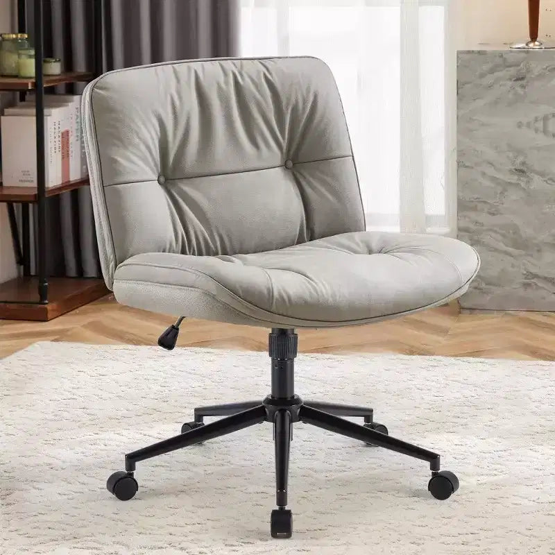 Fauteuil de bureau large, chaise pivotante sans accoudoirs en similicuir (permet de s'asseoir en tailleur)